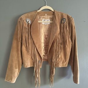 Vintage western cropped suede fringe jacket